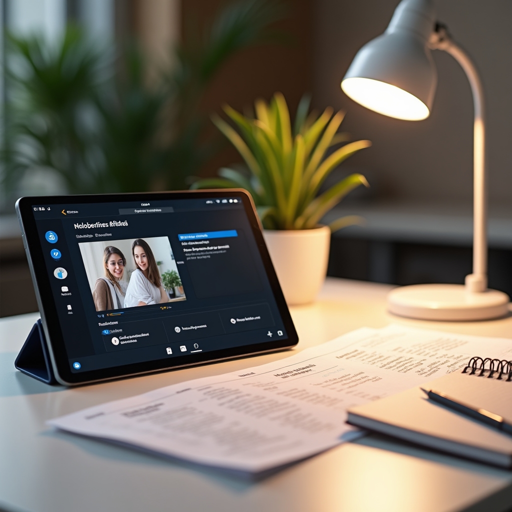 Schermata di un corso online con strumenti pratici di feedback clienti visualizzati su tablet