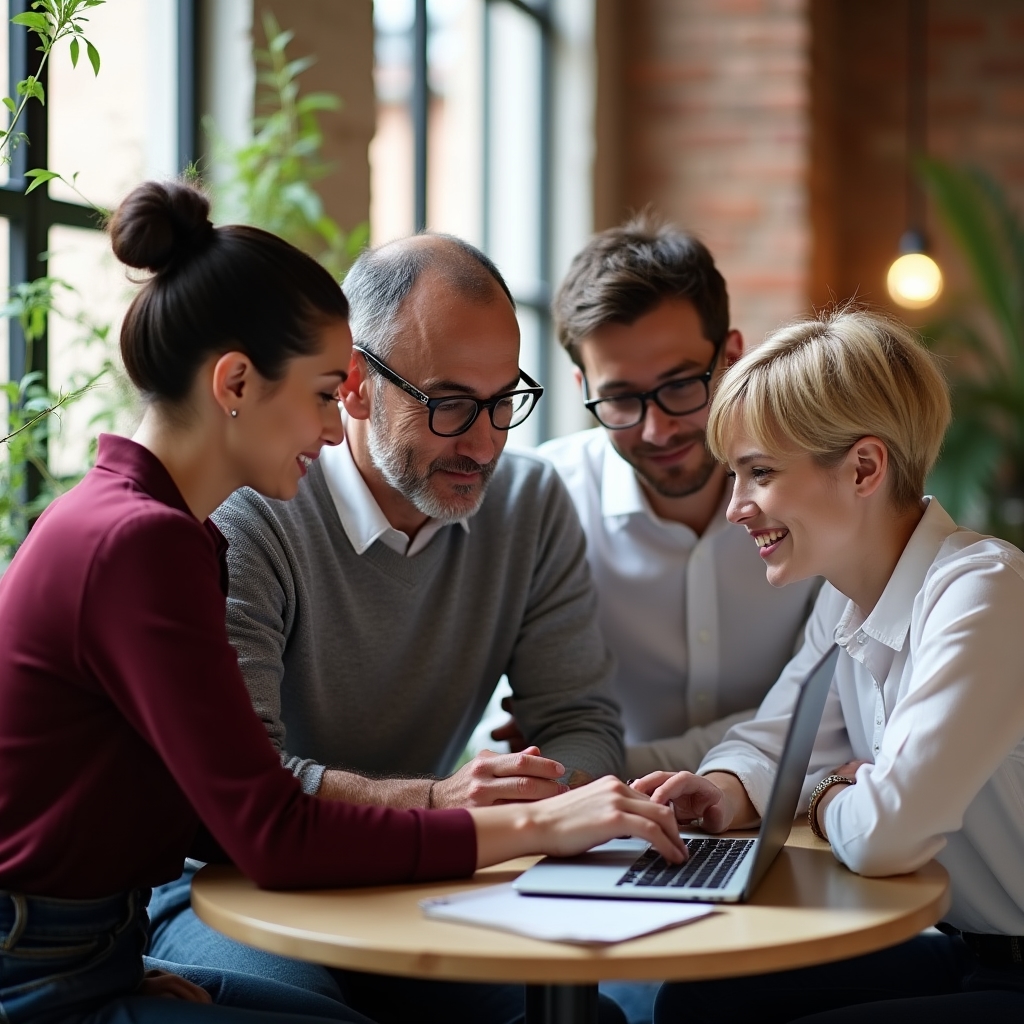 Piccolo team di una impresa italiana che discute i risultati del feedback clienti